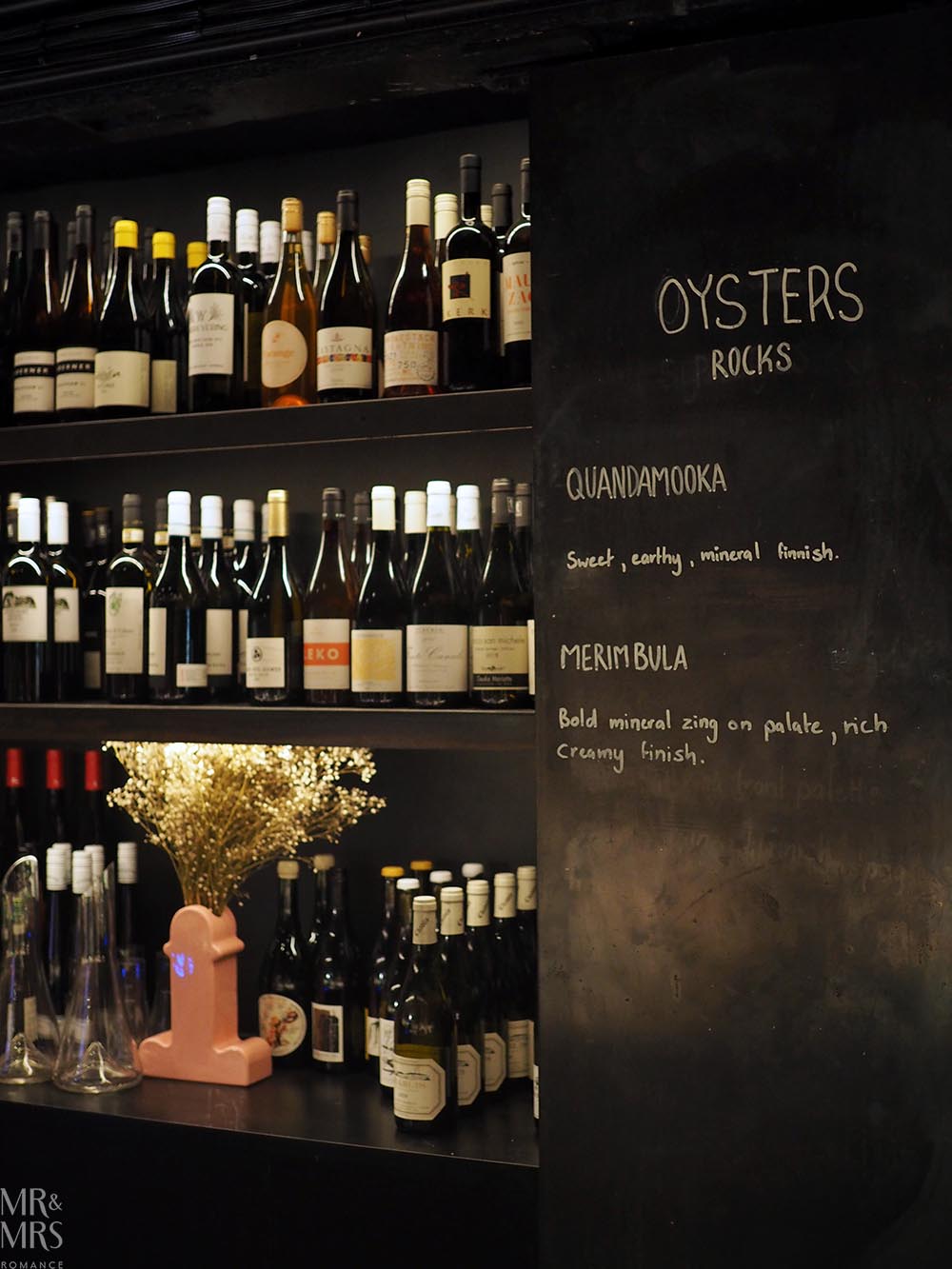 Essa Restaurant, Brisbane - oyster menu and wines
