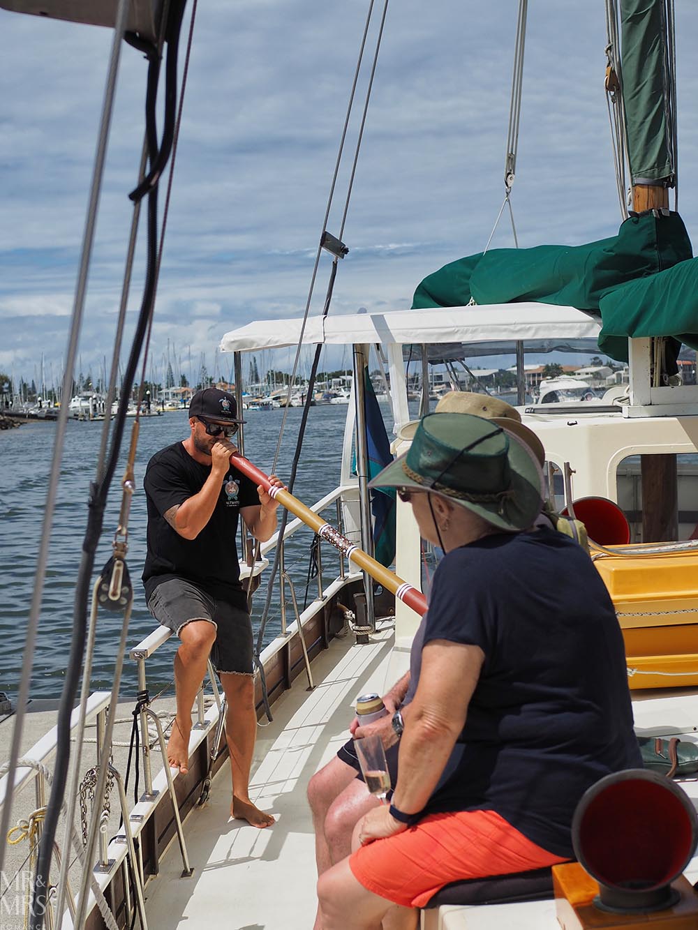 Things to do on the Sunshine Coast - Saltwater EcoTours, Mooloolaba - Simon Thornalley playing didgeridoo